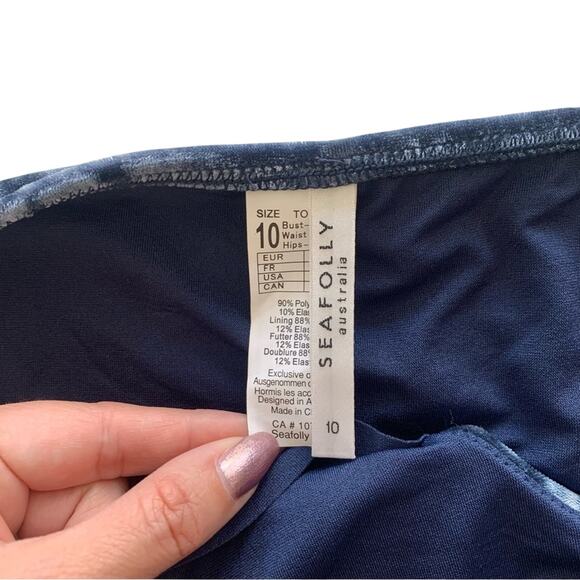 Seafolly Women’s Swim Crushed Blue Velvet Bikini Bottoms Size 6 - Picture 3 of 7